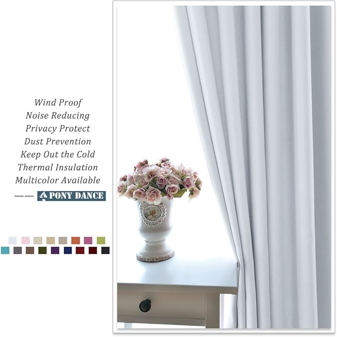 PONY DANCE Greyish White Small Window Curtain Panels Room Darkening Curtain Tiers for Nursery with Top Grommet (Only Block 60-75% Lights), 29 x 30 Inch, 1 Pair