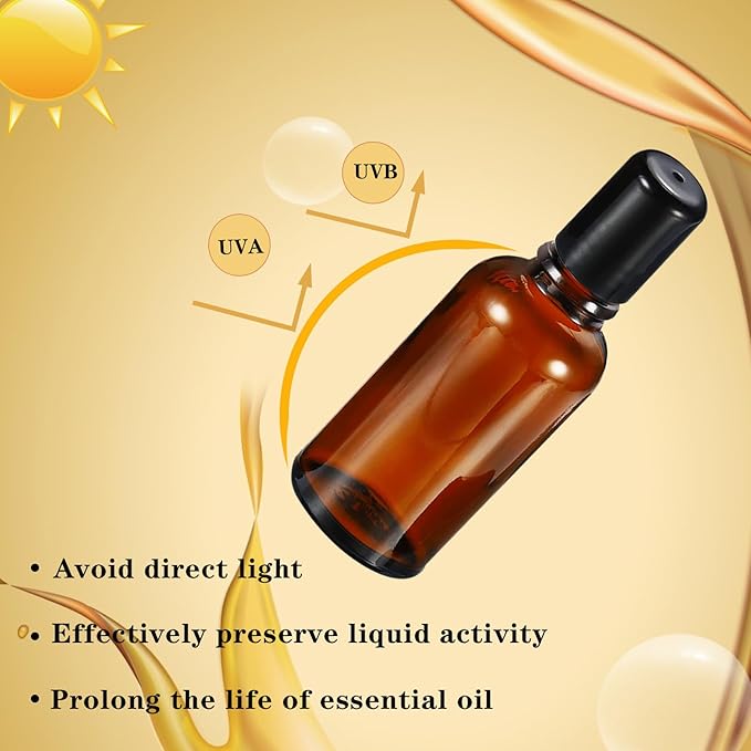 30ML Roller Bottles for Essential Oil, 4 Pack Empty Amber Glass Roller Bottle for Perfume Oil, Roll on Bottles with Stainless Steel Roller Balls, Opener, Funnel and Dropper
