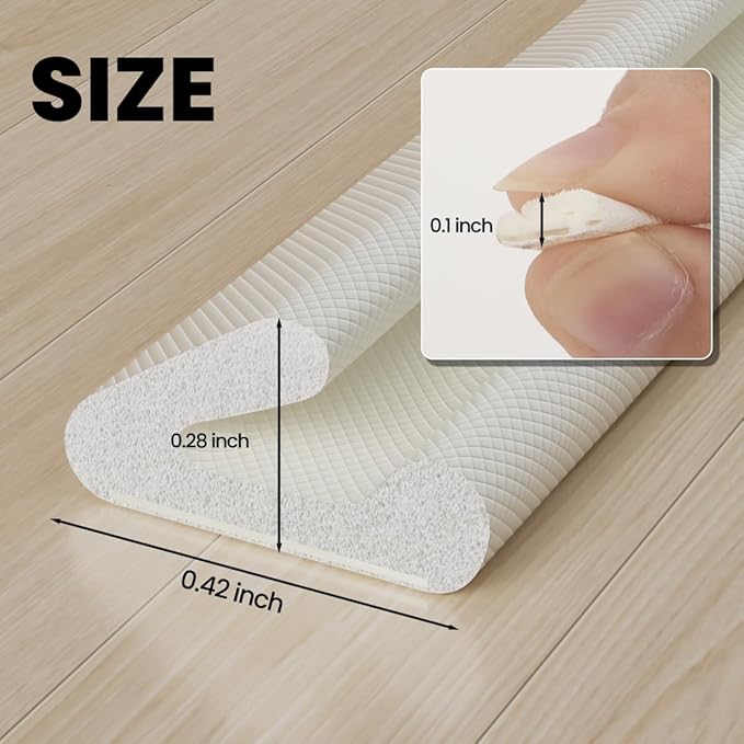 V Shape Foam Weather Stripping Door Frame Seal Strip 19.7FT White, Draft Stopper, Insulation Winter, Weatherstripping, Gap Sealing, Soundproofing, Self-Adhesive Used for Exterior Front Door Side