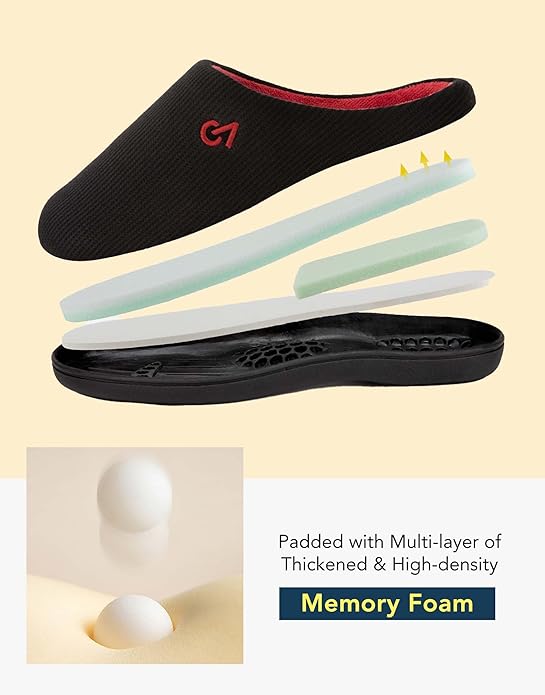 VeraCosy Men's Two-Tone Memory Foam House Slippers Indoor Outdoor Durable Rubber Sole