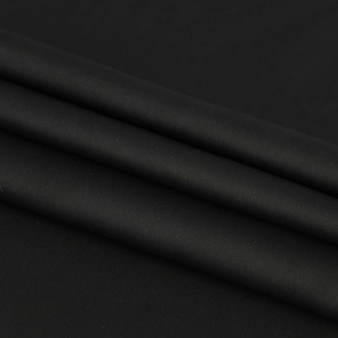 DWCN French Door Curtains – Rod Pocket Thermal Blackout Curtain for Doors with Glass Window, Kitchen and Patio Doors for Privacy, 36 X 72 Inches Long, 1 Curtain Panel with Tieback,Black