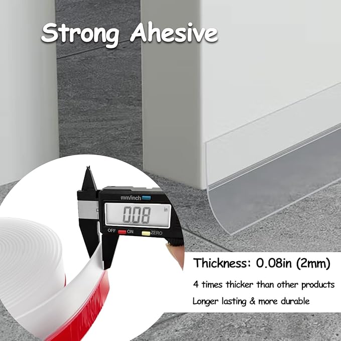 Silicone Weather Stripping, 2 inch (W) x 20 Ft (L) Door Draft Stopper, Window Seal Strip for Gaps of Door & Windows, Garage Door Under Bottom, Sealing Tape Shower Doors Sweep, White