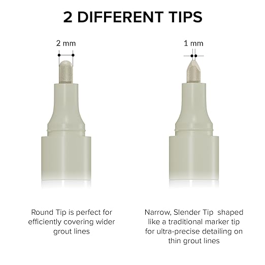 X-Protector Water Based Grout Marker - 2 PCS with 8 Tips, Cream