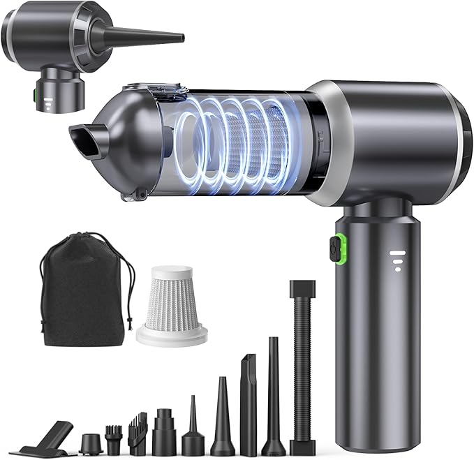 Car Vacuum Portable Cordless, Small Handheld Vacuum Cleaner with 24000PA High Power Suction, Mini Vacuum Cordless Rechargeable with One-Touch Empty, 10-in-1 Hand Vac for Car Home Office Dust