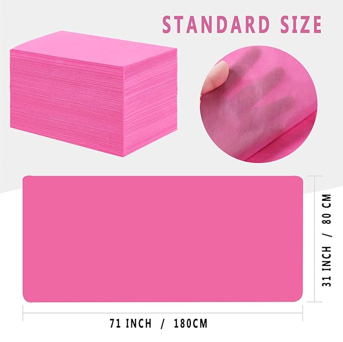 200 Pcs Disposable Bed Sheets 31" x 71" Massage Table Sheets Non Woven Fabric SPA Bed Cover Breathable for Massage Beauty Tattoos(200 Pcs Pink)