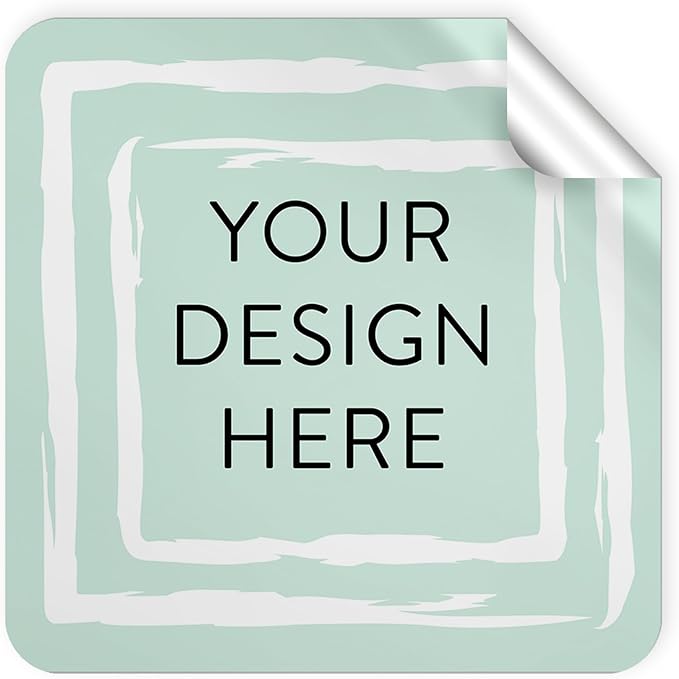 100 Custom Vinyl Stickers - Upload Your own Image, Text, Design, Logo - Personalized Logo Labels for Handmade, Packaging, Bottle, Jars, Candle, Brand Stickers (Mint, 2x2 Square)