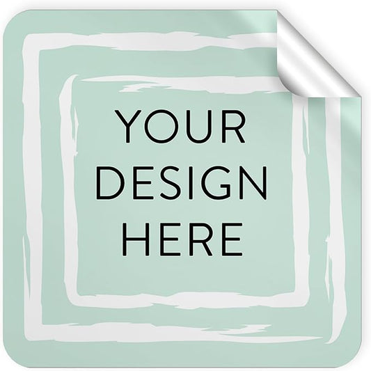 100 Custom Vinyl Stickers - Upload Your own Image, Text, Design, Logo - Personalized Logo Labels for Handmade, Packaging, Bottle, Jars, Candle, Brand Stickers (Mint, 2x2 Square)