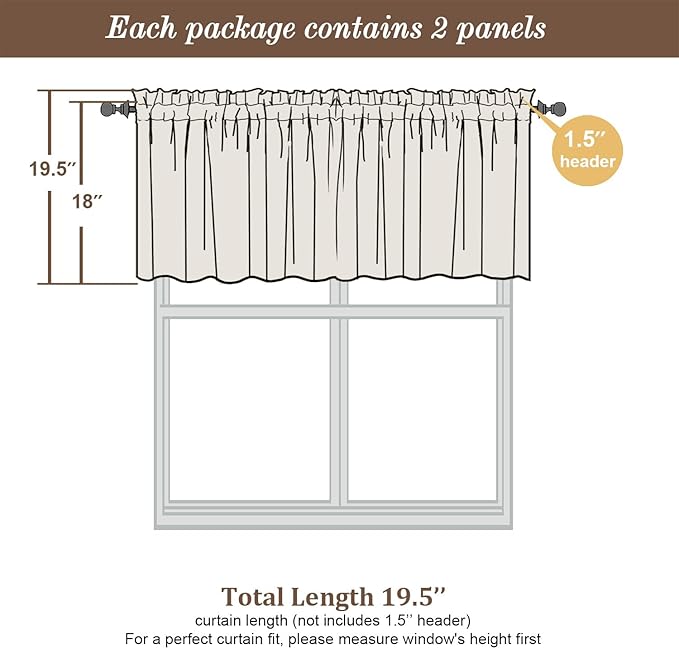 Chyhomenyc Sheer Valances for Windows 2 Pack, Small Window Curtains for Living Room Bathroom Cafe Laundry Basement, Modern Top Dual Rod Pocket Voile Curtain, 42W x 18L inches, Lilac