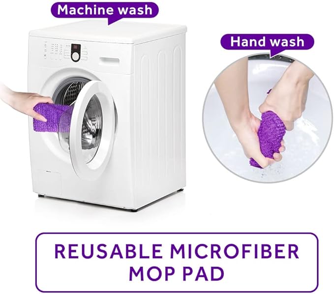 16.5 inch Mop Pads Refills, 3 Pack Microfiber Reusable Replacement Mop Pads Flat Replacements Heads for Wet Or Dry Floor Cleaning and Scrubbing, Purple Cloth
