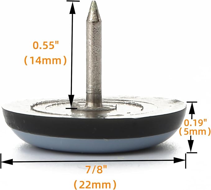 Furniture Sliders-Furnigear (Teflon) Nail in Chair Glides for Carpet - Move Your Furniture Easily & Safely - Best Floor Protector (7/8"-24 Pack, not for Wood Floors)
