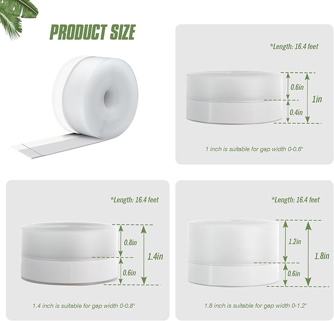 Silicone Weather Stripping Door Seal Strip, 16.4 Feet Self Adhesive Sealing Sticker Sealing Tape for Door Draft Stopper Adhesive for Doors Windows Shower Glass Gaps (Transparent, Width 45mm)