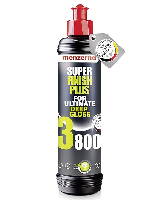 menzerna “Super Finish Plus 3800” I Deep Gloss Polish for a Perfect Mirror Finish I Polishing Compound for Micro Scratches & Holograms I Silicone Free I 8 fl oz.