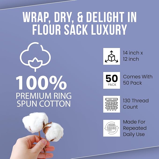 WHITEWRAP Shop Towels| Multipurpose Commercial and Residential Shop Cleaning|Car Wash, Polish, Housewares, Coffee Machine, Restaurant, Bathrooms, Electronics, Auto Garage | 50Pack 14"x12" Natural