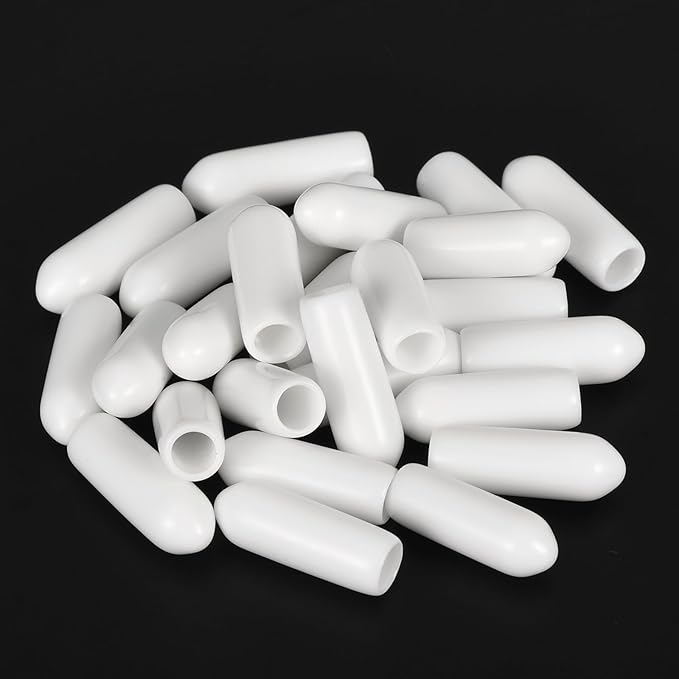 uxcell 20pcs Rubber End Caps 4mm(5/32") ID Vinyl Round End Cap Cover Screw Thread Protectors White