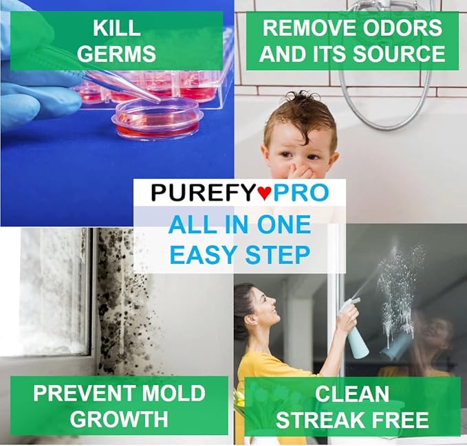 Purefypro Disinfectant Airesol Spray (3.4oz, 3 Pack) Kills 99.9999% Norovirus, HIV, Flu, Monkeypox Virus, Drug Resistant Germs, MRSA, Fungi. Purefypro Technology. No Rinse, No Residue. TSA Air Travel