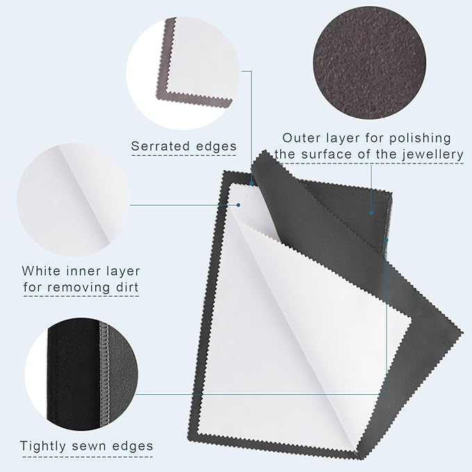 Phinus 3PCS Jewelry Cleaning Cloth, 10'' x 12'' Silver Polishing Cloth Jewelry, 100% Cotton Jewelry Cloth Polishing for Cleaning Gold, Diamonds, Platinum, Gemstones, Coins