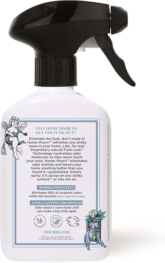 Home-Pourri Air + Fabric Multi-Purpose Odor Freshener Spray, 11 Fl Oz, Up to 570 Uses, Fresh Air Scent, Room Deodorizer with Essential Oils, for Carpets, Couches, Bedding & Curtains