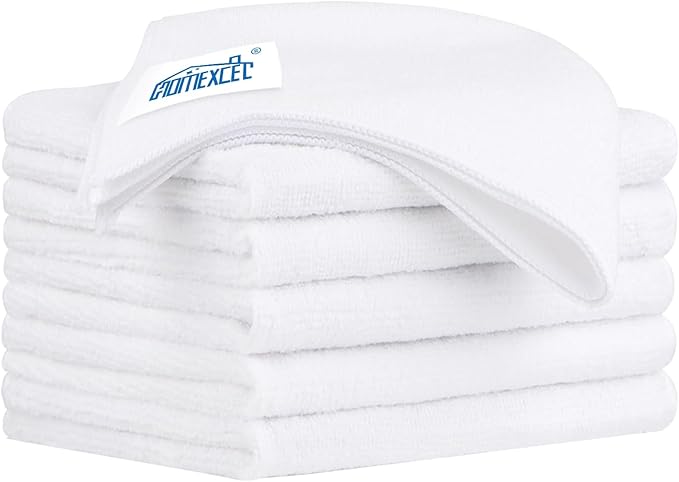 HOMEXCEL Microfiber Cleaning Cloth 6 Pack 12.5 x 12.5 inch Microfiber Towels for Cars Ultra Absorbent Car Washing Cloth Lint Free Streak Free Cleaning Rags for Car Kitchen Window White
