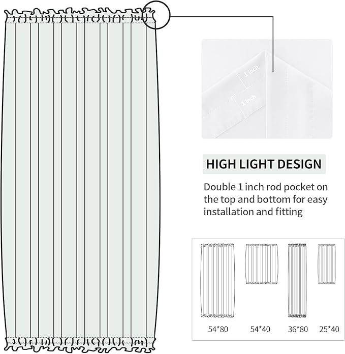 DWCN French Door Curtains – Rod Pocket Thermal Curtain for Doors with Glass Window, Kitchen and Patio Doors for Privacy, 36 X 80 Inches Long, 1 Curtain Panel with Tieback, Pure White