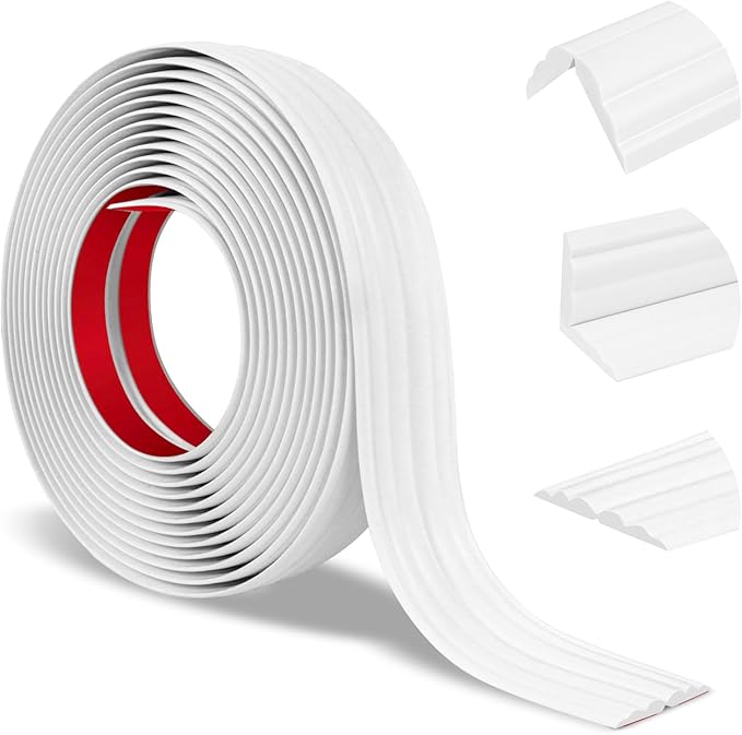 Wall Corner Protector Peel and Stick Corner Trim Molding Flexible Inside & Outside Wall Edge Guard Self Adhesive Moulding Trim for Edge Use, White, 0.8” W x 10’ L