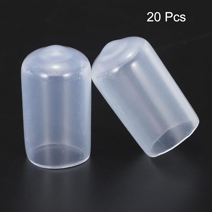 uxcell 20pcs Rubber End Caps 12mm(1/2") ID Vinyl PVC Round Tube Bolt Cap Cover Screw Thread Protectors Clear