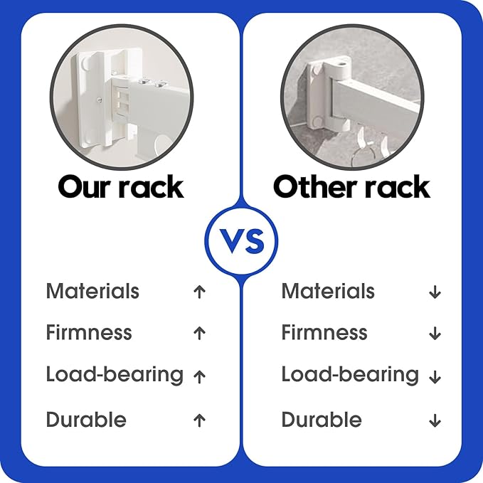 Clothes Drying Rack Foldable Wall Mounted Drying Rack 3 Fold White-Laundry Drying Rack Durable Clothing Racks for Hanging Clothes