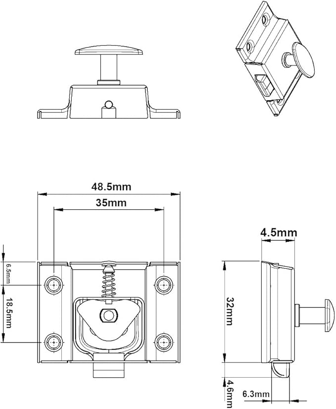QCAA Oval Turn Cabinet Latch, for Cupboard & Other Furniture, Small, Matte Black, 1 Pack, Made in Taiwan