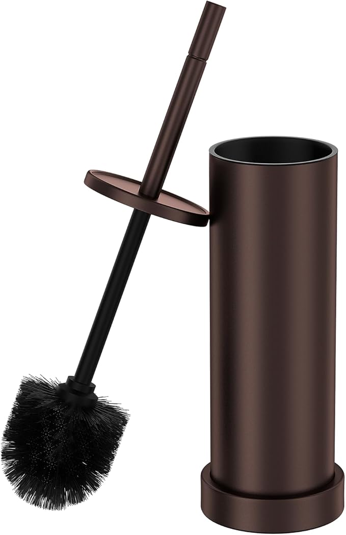 Toilet Brush and Holder Set: 304 Stainless Steel Heavy Duty Toilet Bowl Brush and Holder with Removable Inner Bowl and Splash Protection, Modern Long Handle Bathroom Cleaning Tool