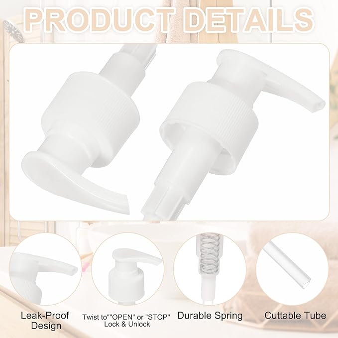 uxcell 16 Pcs Soap Dispenser Pump Heads Soap Dispensers Top Pumps Replacement Switch Pumphead for Standard 24/417 Neck Size Lotion Shampoo Bottle, White