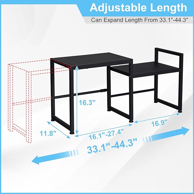 44.3 Inches Expandable Metal Storage Shelves,150LBS Heavy Duty Shelving Units and Storage For Appliance,Adjustable Utility Organization and Storage Shelf Rack For Kitchen Cabinet Closet Garage Pantry