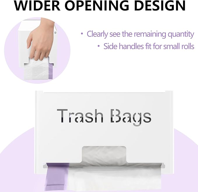 2-Pack Trash Bag Holder Dispenser, Stackable Garbage Bag Dispenser, Extra Large Trash Organizer for Kitchen Laundry Under Sink, Wall Mounted or Freestanding, Metal White
