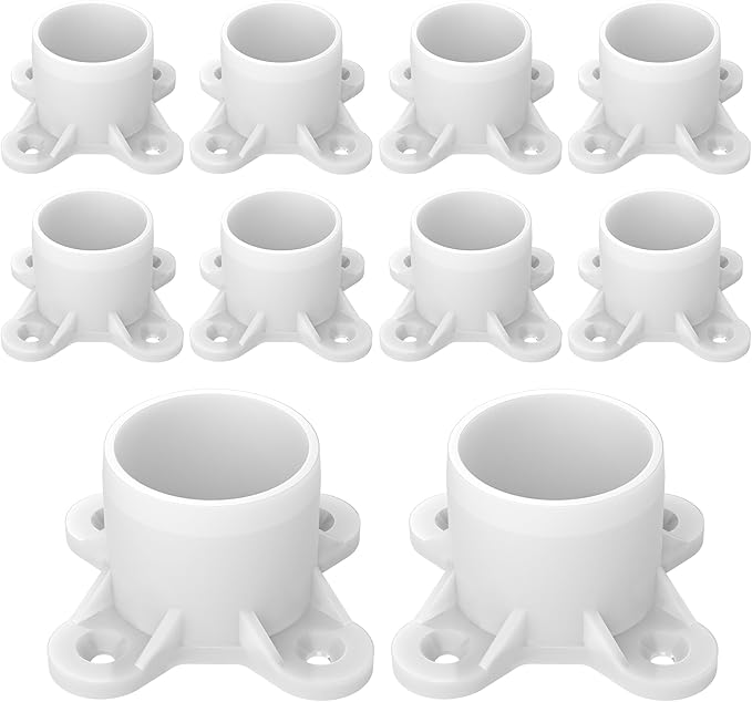 10 Pcs 1" PVC Flange Fittings, Table Screw Caps PVC Fittings for DIY Table Leg Support Feet, Furniture and Storage Shelves