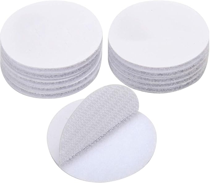 BRAVESHINE Adhesive Stickers- Removable Heavy-Weight Round Sticky Tapes Wall Mounting Tapes White Hook and Loop Tape for Home or Office Use -12 Sets,2 Inch