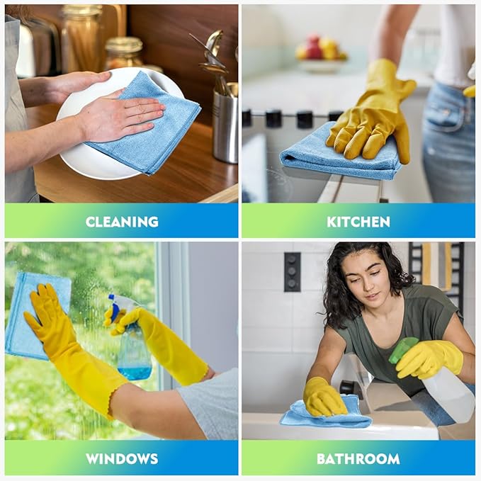 HOMEXCEL Microfiber Cleaning Cloth 6 Pack 12.5 x 12.5 inch Microfiber Towels for Cars Ultra Absorbent Car Washing Cloth Lint Free Streak Free Cleaning Rags for Car, Kitchen Window Blue