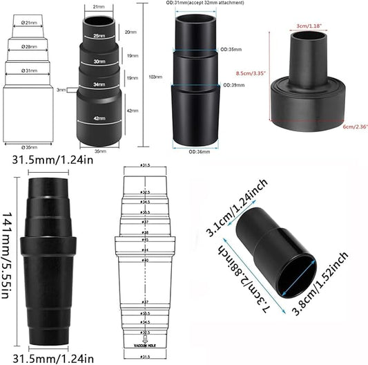Universal Vacuum Hose Adapter Kit Reducer Attachment Set,Shop Vac Vacuum Hose Adapter 1 1/2 to 1 1/4 inch, 1 3/8 inch to 1 1/4 inch