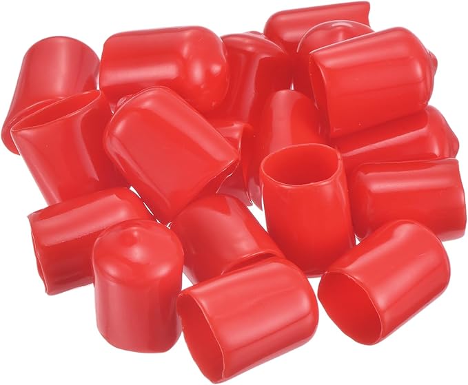 uxcell 20pcs Rubber End Caps 15.5mm ID Vinyl Round Tube Bolt Cap Cover Thread Protectors Red