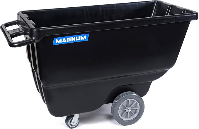 Magnum Tilt Truck, 1/2 Cu. Yd. Capacity Dump Cart with Non-Marking 12” Wheels & 5” Casters for Handling, Transporting on Construction Jobsites, 750 lbs, Trash Cart with Wheels DUC12T-NM-02PK (2-Pack)