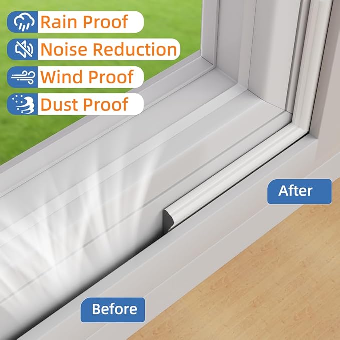Wedge-Shape Window Weather Stripping Door Frame Seal Strip 2Pcs×196" White,Upgrade Black Foam,Soundproofing,Draft Stopper,Winter Insulation,Noise Blocker, Gap Filler for Exterior Front Door Side