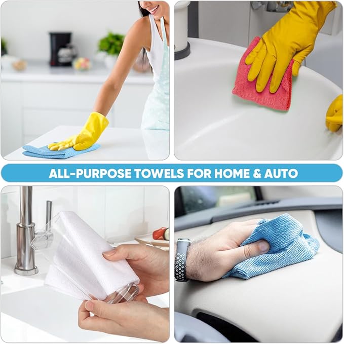 AIDEA Microfiber Cleaning Cloth, 165 Sheets(3 Roll), Micro Fiber Cloth for Cleaning Car, Reusable Paper Towels, Red Shop Rags for Automotive, Mechanic, Workshops, House,11×9"