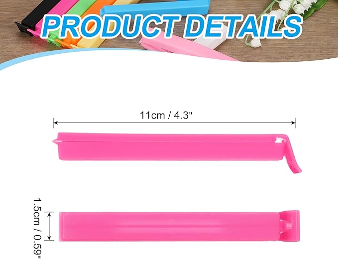PATIKIL Sealing Clips 4.3 Inch, 10 Pack Reusable Plastic Bag Clip Clamp Sealer for Food Storage Snack Bag Home Kitchen, Rose
