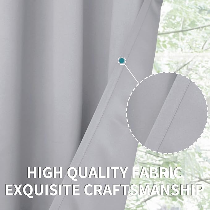BGment Light Grey Blackout Curtains 48 Inch Length for Bedroom - Short Thermal Insulated Window Drapes with Rod Pocket Room Darkening Privacy for Kitchen Living Room, 42 x 48 Inch, 2 Panels