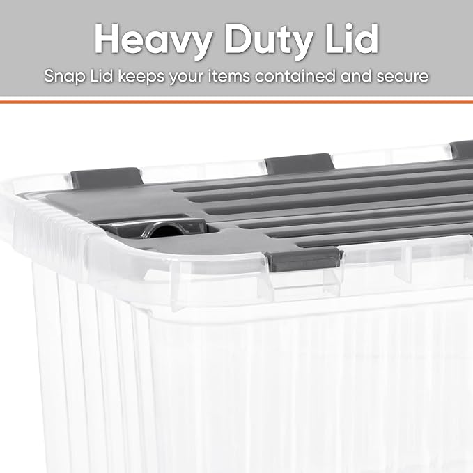 Superio Storage Bins with Lids, Clear Plastic Containers for Organizing, Stackable Totes, BPA Free, Odor Free, Organizer Boxes for Home, and Dorm (2 Pack, 15"x10"x10.25")