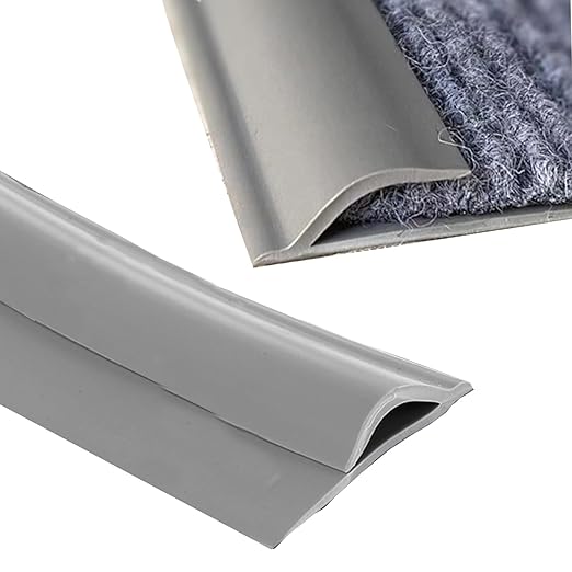 Self Adhesive Carpet Transition Strip with Edge Trim, Designed for Seamless Transitions from Carpet to Tile or Vinyl Floors, Perfect for Doorways.(Gray,36ft)
