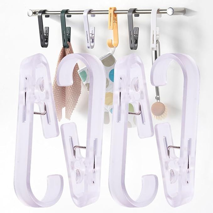iBetterLife Laundry Hooks Hanging Clips - 4Pcs Heavy Duty Outdoor Clothes Pins, Closet Organizer Single Clip Hangers Clamps Socks Boot Bras Underwear Kids Towels for Bathroom Wardrobe Kitchen Office