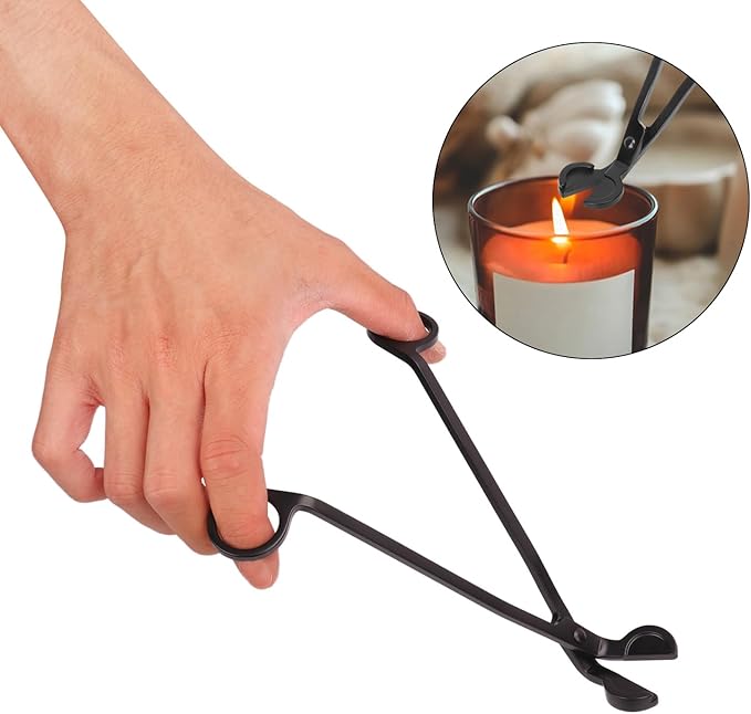 6-Piece Black Candle Wick Trimmer, Polished Wick Cutter Scissor, Premium 430 Stainless Steel Candle Wick Cutter, Wick Clippers Scissor for Elegant Candle Care