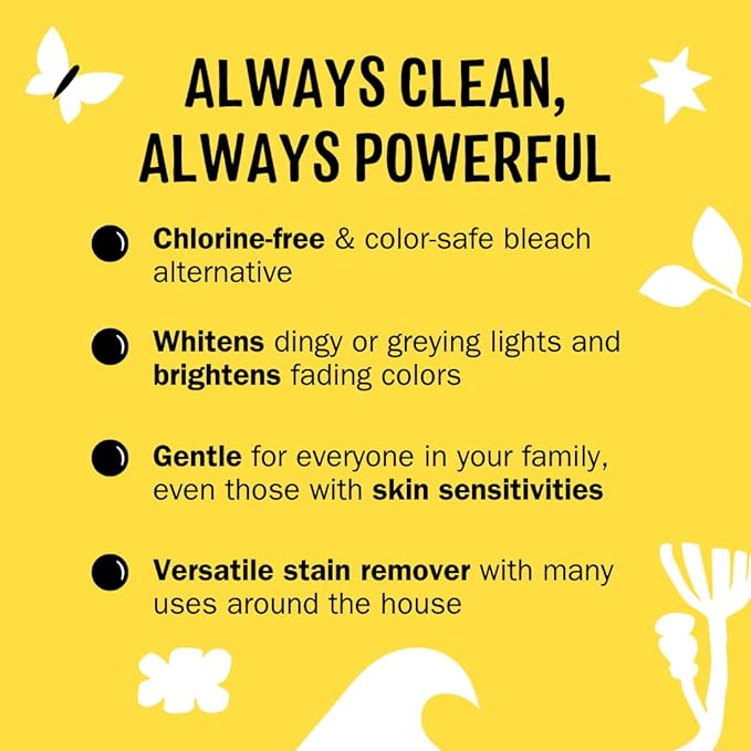 Molly's Suds Oxygen Whitener | Powerful Bleach Alternative, Chlorine Free & Color Safe | Brightens Whites and Removes Stains (Pure Lemon Essential Oil - 158 oz)