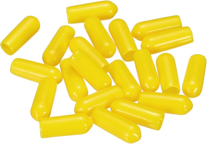 uxcell 20pcs Rubber End Caps 5mm(3/16") ID Vinyl PVC Round Tube Bolt Cap Cover Screw Thread Protectors Yellow
