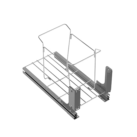 Dowell B15 Aluminum Base Wastebasket Pullout with Door Mount and 50Qt/13Gal Plastic Bin (4012 0115+50)