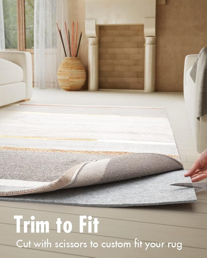 Non Slip Rug Pad Gripper - 2x10 Feet 1/4” Extra Thick Felt Under Rug for Area Rugs and Hardwood Floors,Super Cushioned Non Skid Carpet Padding