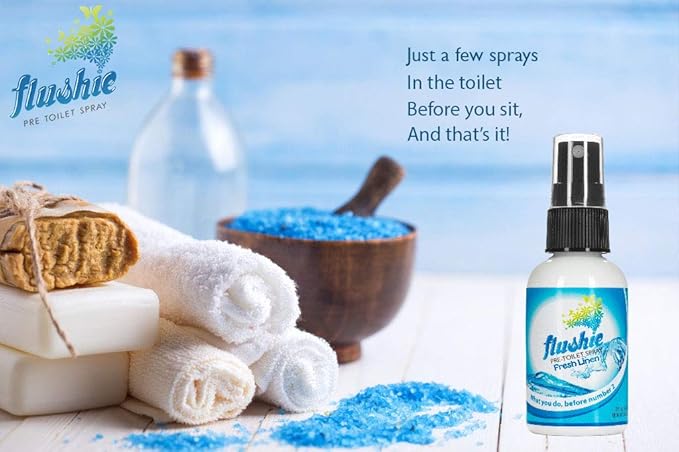 Flushie Pre-Toilet Spray: Travel Size Bathroom Spray for Toilet Deodorizer (4oz - Linen, 3 Pack)